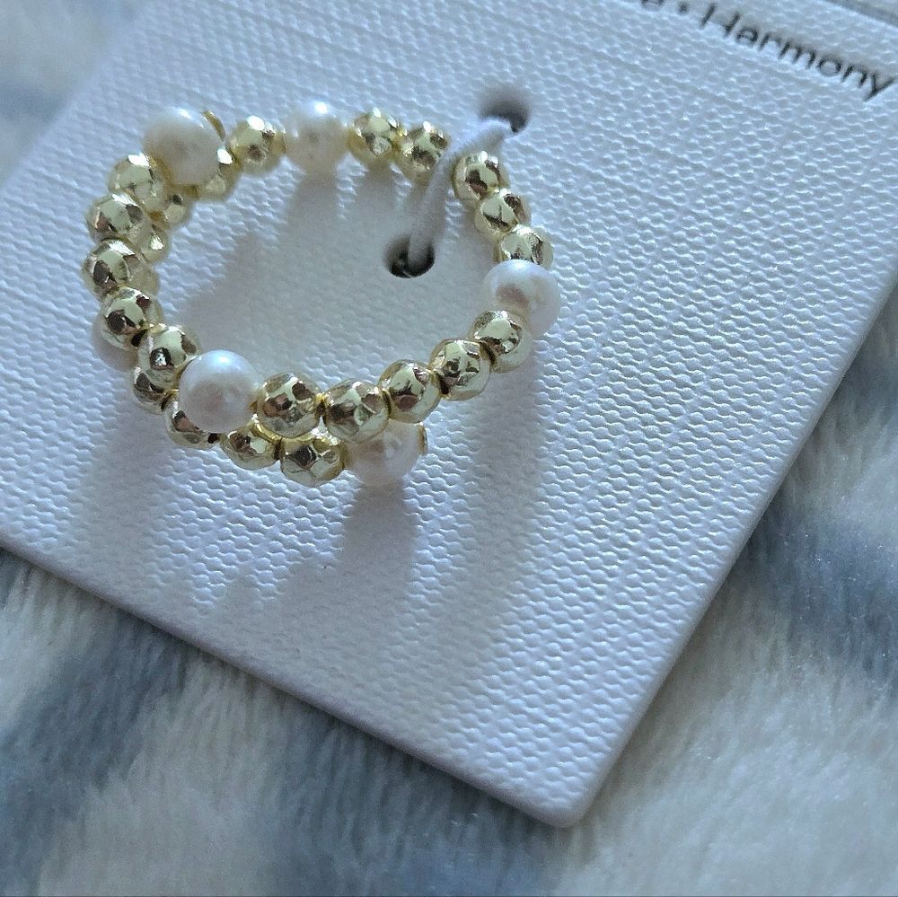 Freshwater Pearls and Gold💛 Hematite Beads Adjustable Wrap Ring💍 - NWT - Picture 8 of 16
